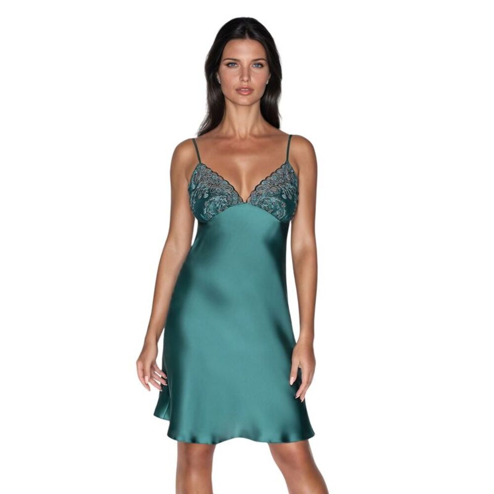 Irall Silk Emerald Green Slip Dress Women Dark green Nightwear